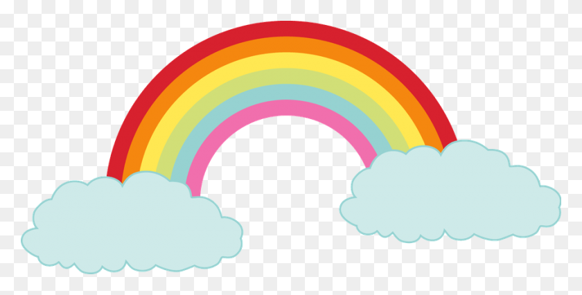 900x423 Cute Rainbow With Clouds, Nature, Graphics HD PNG Download