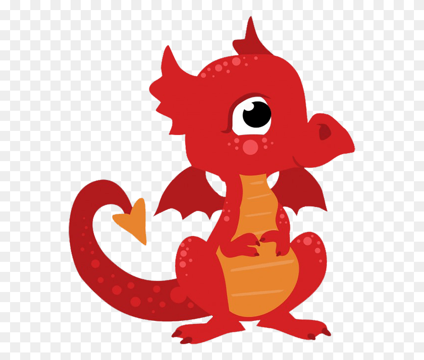 569x655 Cute Red Dragon Clipart, Animal, Reptile, Cupid HD PNG Download