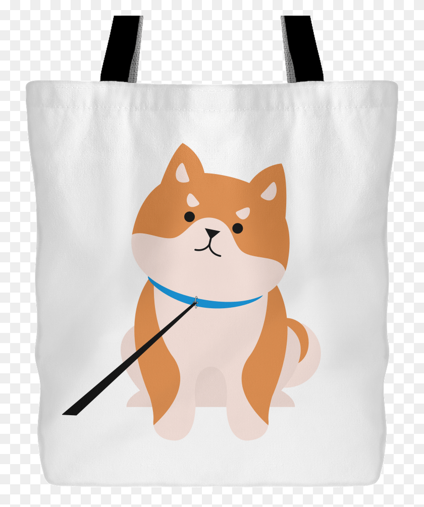 741x945 Cute Shiba Inu On A Leash Tote Bag White Tote Bag, Tote Bag, Cat, Pet HD PNG Download