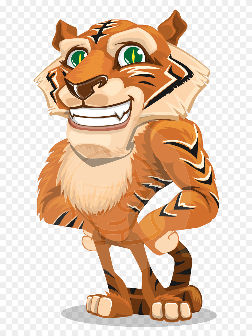 620x1061 Cute Tiger Cartoon Vector Character Aka Tiger Bone Tiger Cartoon Illustration, Animal, Mammal, Helmet HD PNG Download