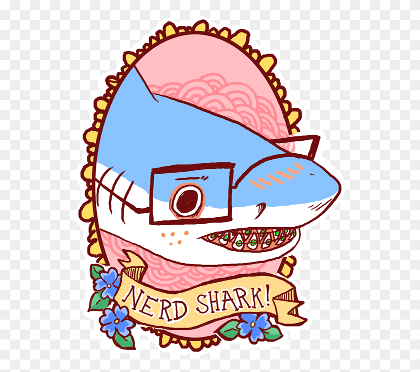 544x685 Cute Tumblr Shark Nerd, Label, Text, Clothing HD PNG Download