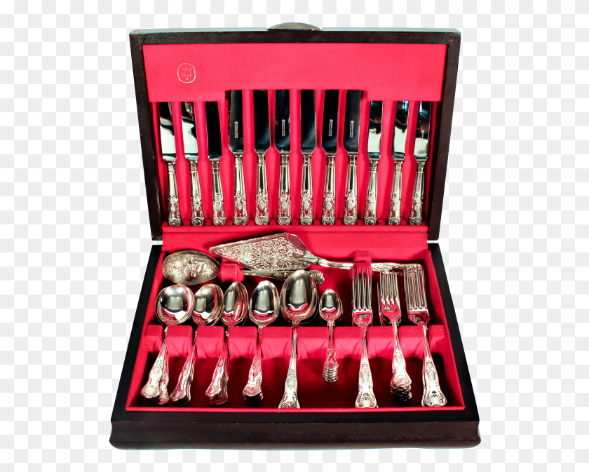 532x613 Cutlery Set Kings Pattern In Canteen Spoon, Crib, Furniture, Box HD PNG Download