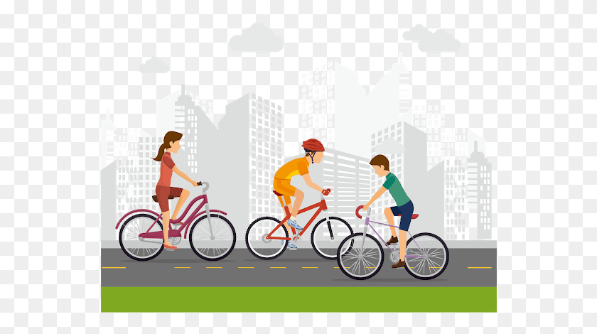 558x410 Cycling City Cartoon, Bicycle, Vehicle, Transportation HD PNG Download