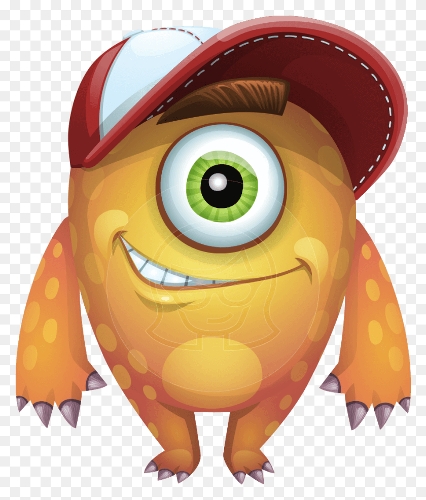 888x1055 Cyclops Monster Cartoon Vector Character Aka One Eyed One Eyed Cartoon Characters, Goldfish, Fish, Animal HD PNG Download