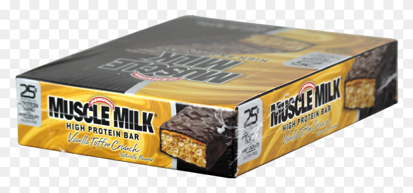 1001x428 Descargar Png Cytosport Muscle Milk Bar Vanilla Toffee Crunch 8 Ct Saltine Cracker, Caja, Envoltura De Plástico, Cartón Hd Png