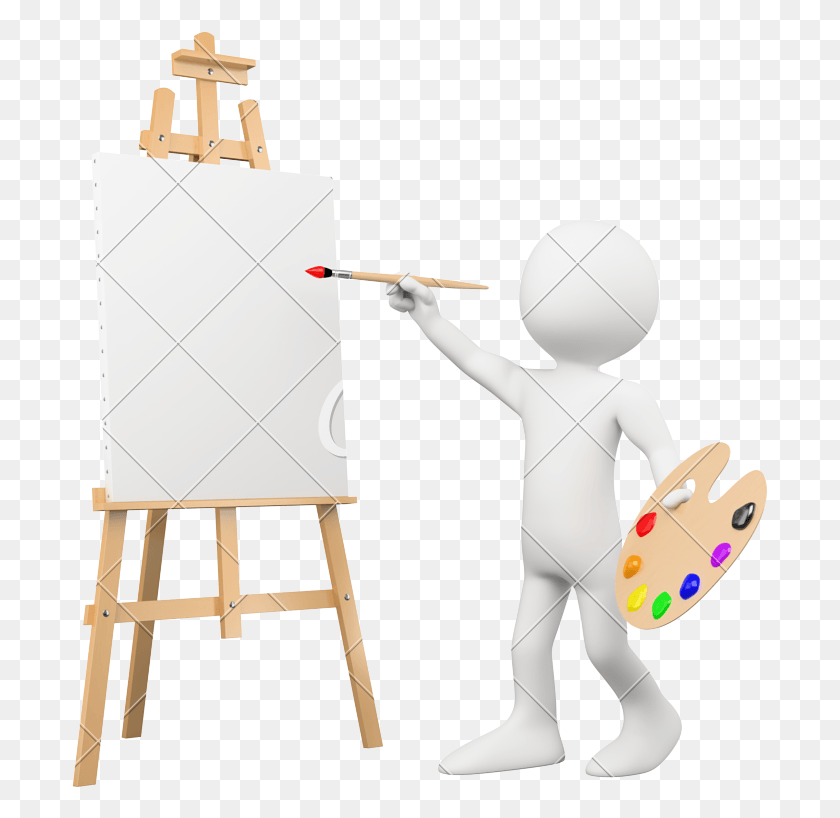697x758 D Artist Painting On A Canvas, Person, Human, Text Descargar Hd Png