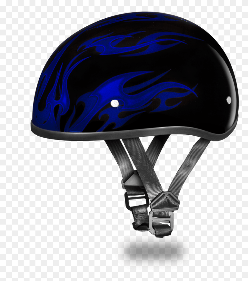 803x918 Dot Daytona Skull Cap W Flames Azul, Casco De Motocicleta Para Niños, Ropa, Vestimenta, Casco De Choque Hd Png