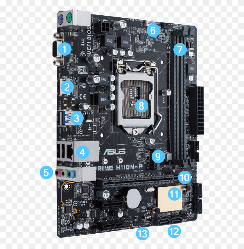 567x799 D Sub Mother Asus Prime H110m P 1151 Hdmi M, Computer, Electronics, Computer Hardware HD PNG Download