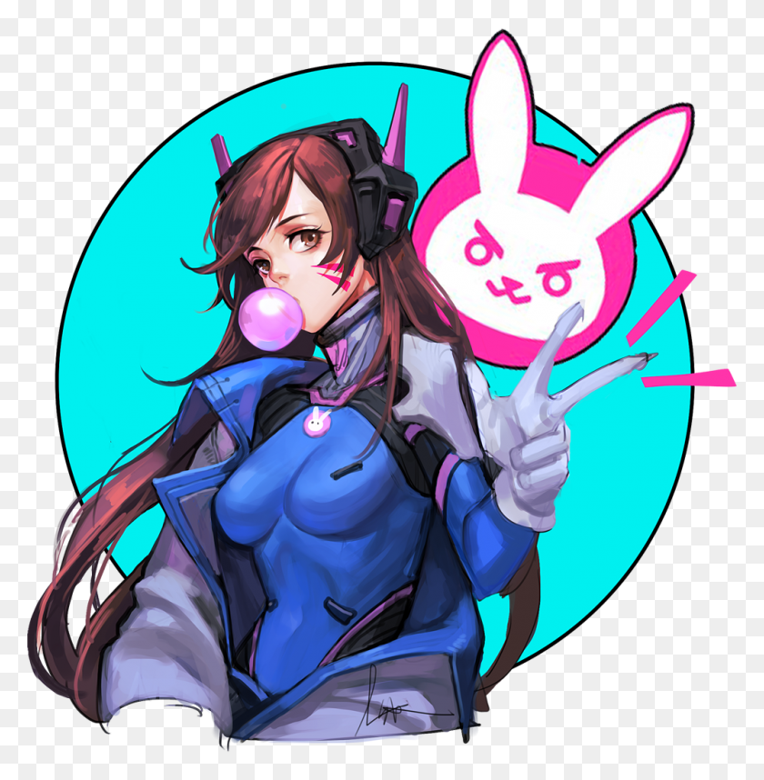 1000x1024 Descargar Pngd Va Overwatch Image Fondo Transparente D Va Art Transparent, Comics, Libro, Manga Hd Png