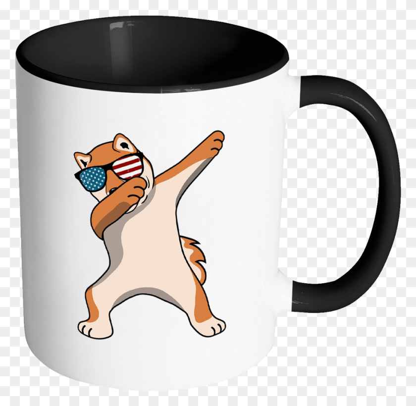 909x886 Dabbing Shiba Inu Dog America Flag Escape Room Cup, Coffee Cup, Blow Dryer, Dryer HD PNG Download