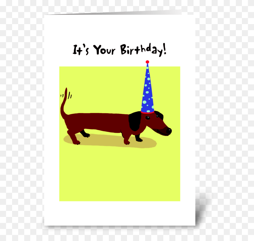 580x740 Dachshund Birthday Party Hat Greeting Card, Text, Label, Mammal HD PNG Download