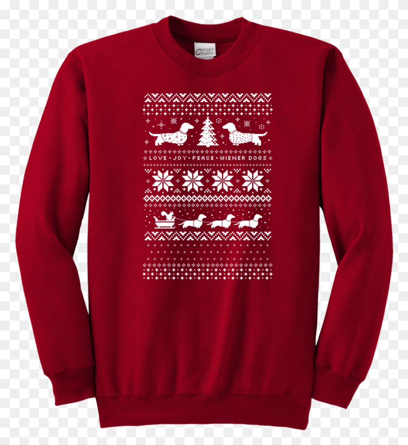 879x965 Dachshunds Christmas Sweater Pattern T Shirt Durr Burger T Shirt, Clothing, Apparel, Sweater HD PNG Download
