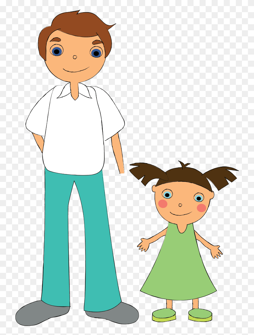 741x1045 Dad And Daughter Cartoon, Person, Human, Female HD PNG Download