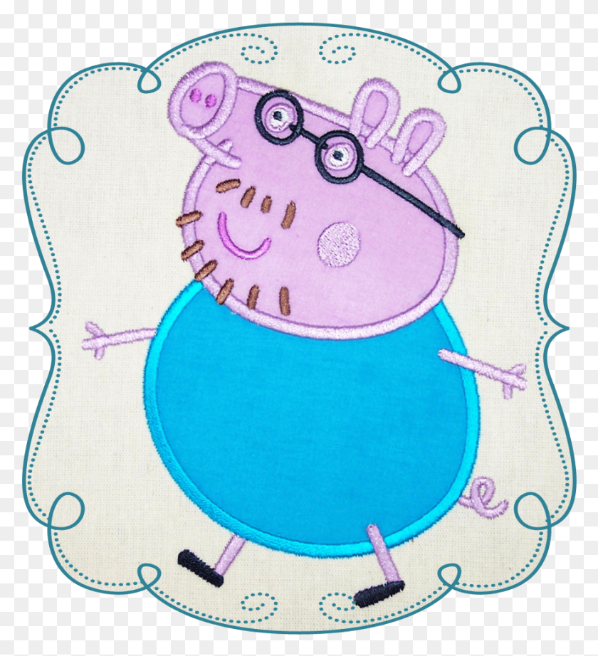 879x972 Dad Pig Embroidery, Purse, Handbag, Bag HD PNG Download