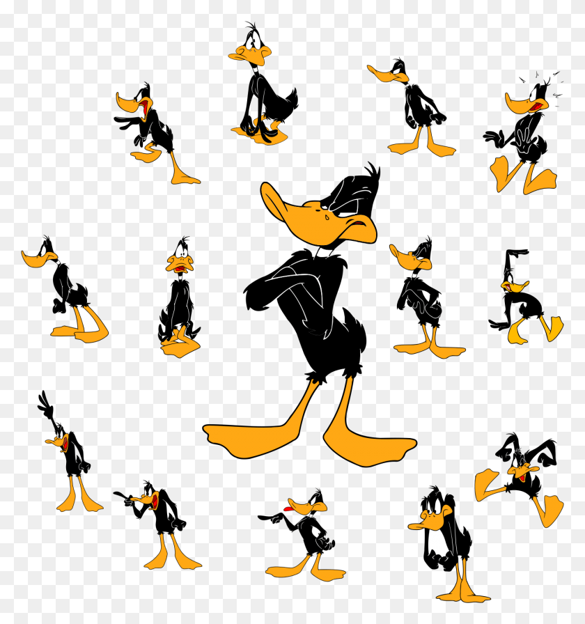 1404x1506 Daffy Duck In Different Moods Daffy Duck, Person, Human, Plant HD PNG Download