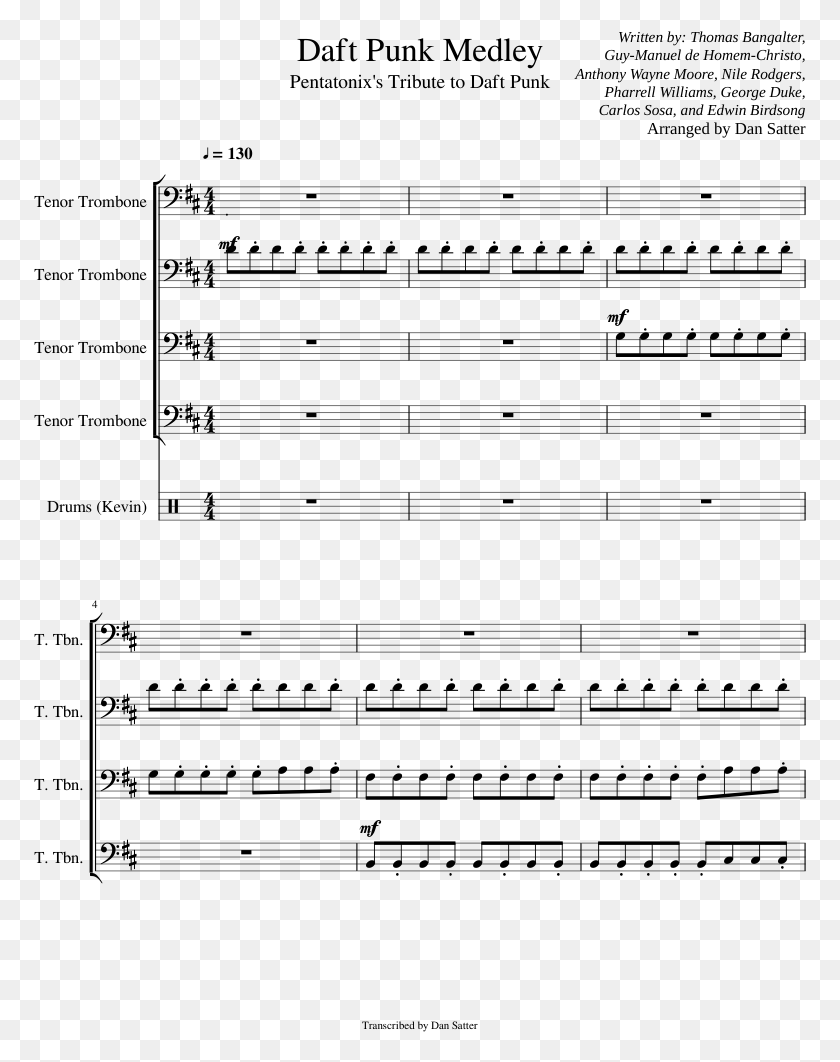 773x1002 Daft Punk Medley Kirby Nightmare In Dreamland Sheet Music, Gray, World Of Warcraft HD PNG Download
