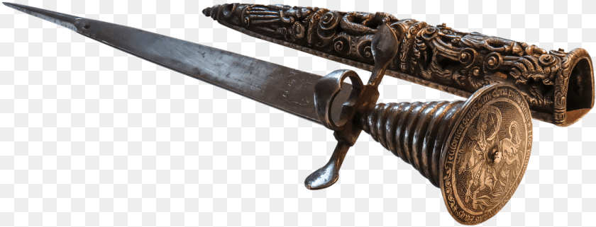 Dagger And Ornate Sheath Cuchillo De La Edad Media, Blade, Knife, Weapon, Bronze Clipart PNG