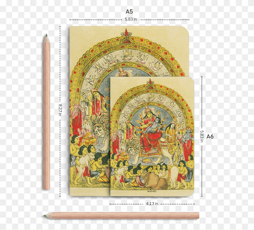 573x701 Dailyobjects Goddess Durga With Baby Krishna Cuaderno A5 Litografía De Durga, Bebida Hd Png