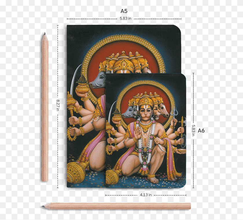 574x701 Dailyobjects Indian Mythology Hanuman Heads A6 Notebook Mythology, Person, Human HD PNG Download