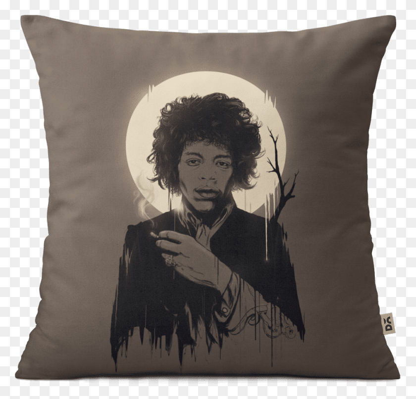 940x900 Dailyobjects Jimi Hendrix Grey 12 Cushion Cover Buy Artwork Jimi Hendrix, Pillow, Hair, Person HD PNG Download