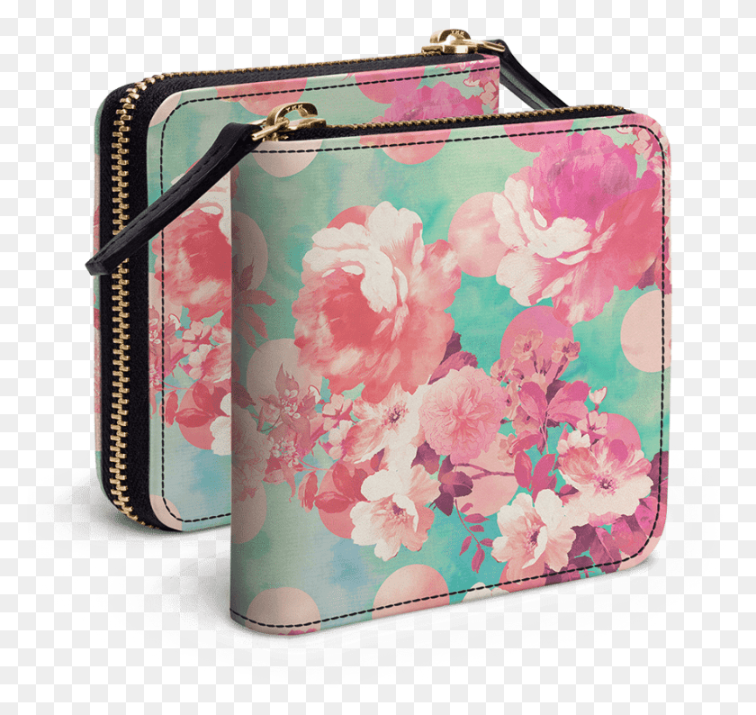 881x830 Dailyobjects Romantic Pink Retro Floral Pattern Teal Coin Purse, Bag, Accessories, Accessory HD PNG Download