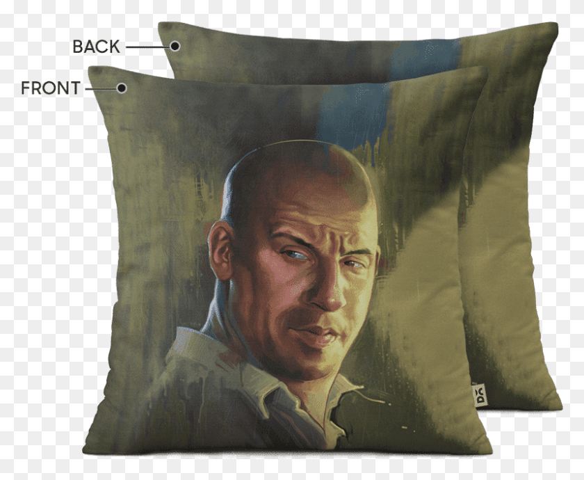 798x645 Dailyobjects Vin Diesel 12 Cushion Cover Buy Online Cushion, Pillow, Person, Human HD PNG Download