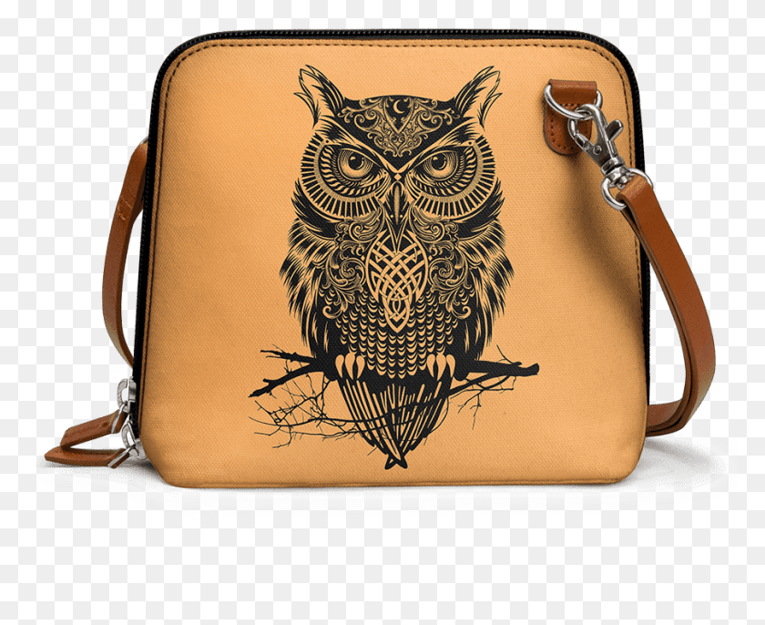 901x724 Dailyobjects Warrior Owl Wood Burning Owl Pattern, Bolso, Bolso, Accesorios Hd Png
