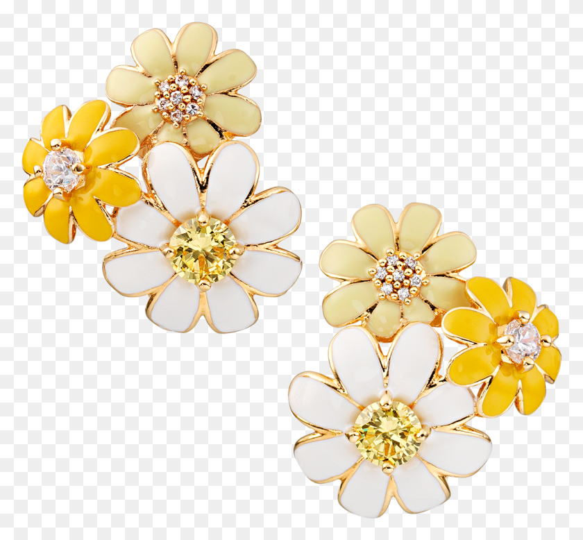 1070x985 Daisy Cluster Clip On Earrings Yellow Earrings, Accessories, Accessory, Jewelry HD PNG Download