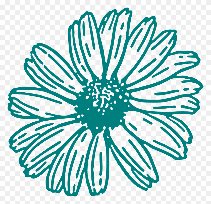 1280x1235 Daisy Flower Outline Floral Image Daisy Black And White, Nature, Outdoors, Plant HD PNG Download