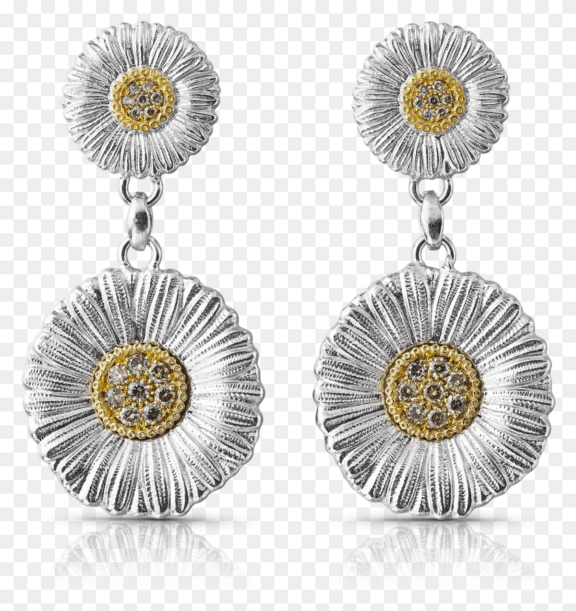 1375x1465 Daisy Pendant Earrings Buccellati Daisy Earrings With Diamonds Price, Accessories, Accessory, Jewelry HD PNG Download