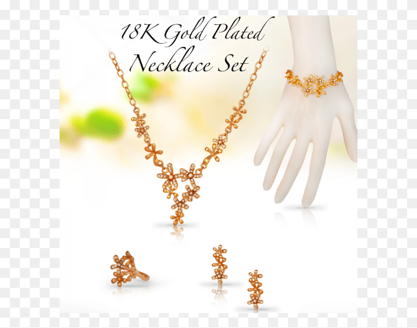 601x601 Dakkak Fashion 18k Gold Plated Flower Shape Crystal Necklace, Accessories, Accessory, Jewelry HD PNG Download