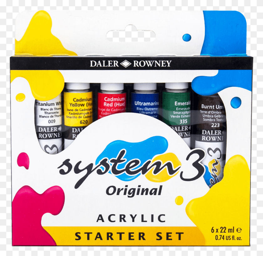 846x822 Descargar Png Daler Rowney System 3 Acrílico Color Starter Set Pintura Acrílica, Recipiente De Pintura, Texto, Primeros Auxilios Hd Png