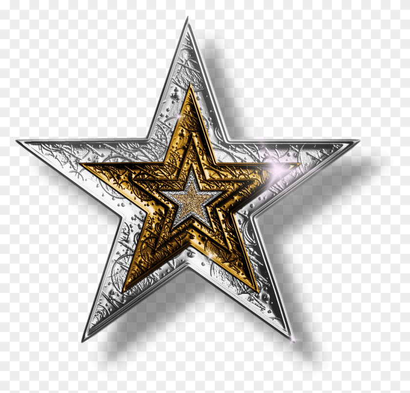 1032x986 Звезда Далласских Ковбоев Серебряные И Золотые Звезды, Крест, Символ, Звездный Символ Png Скачать