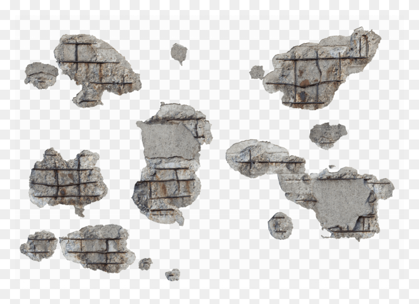 1024x723 Damaged Building Texture, Rock, Map, Diagram HD PNG Download