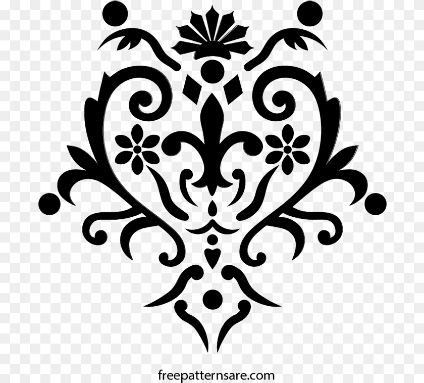 693x758 Damask Pattern Free For Commercial Use, Gray Clipart PNG