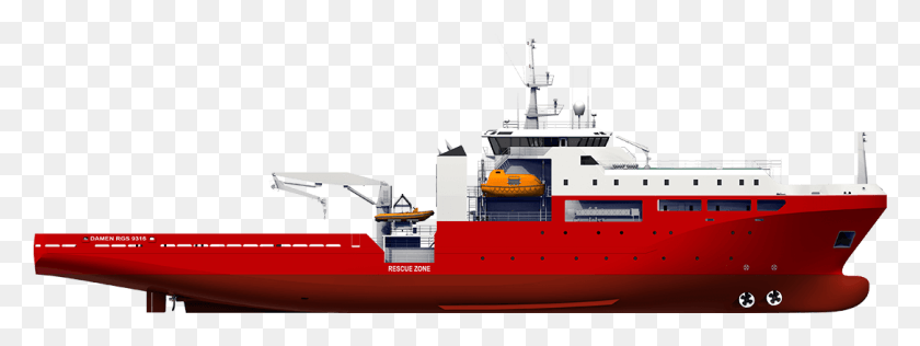 1087x357 Damen Rescue Gear Ship 9316 Sideview Side View Vessel, Boat, Vehicle, Transportation HD PNG Download