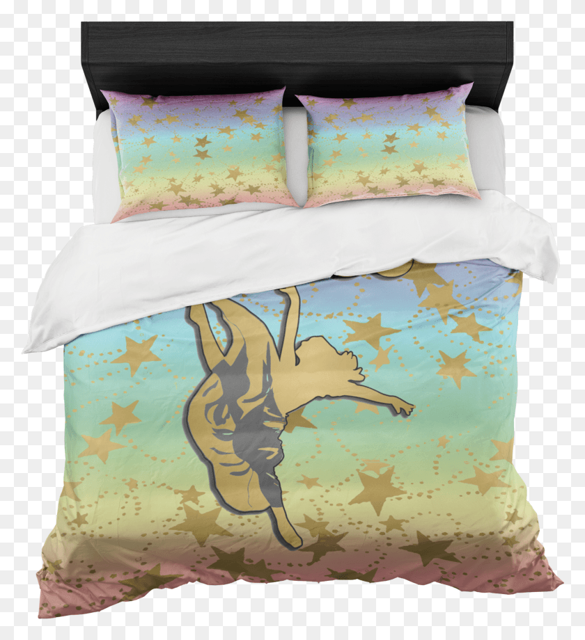 1758x1940 Dancer Silhouette In Gold And Rainbow Gradient With Duvet, Pillow, Cushion, Diaper HD PNG Download