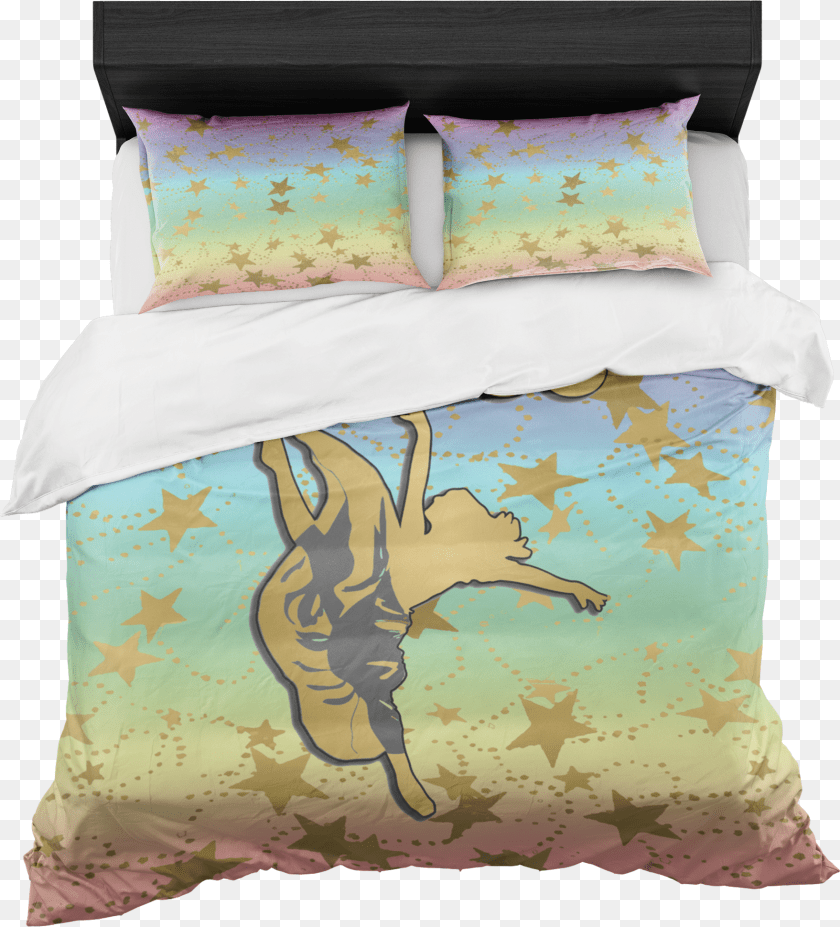 1758x1940 Dancer Silhouette In Gold And Rainbow Gradient With Pink Pineapple Bedding, Cushion, Home Decor, Furniture, Bed Clipart PNG