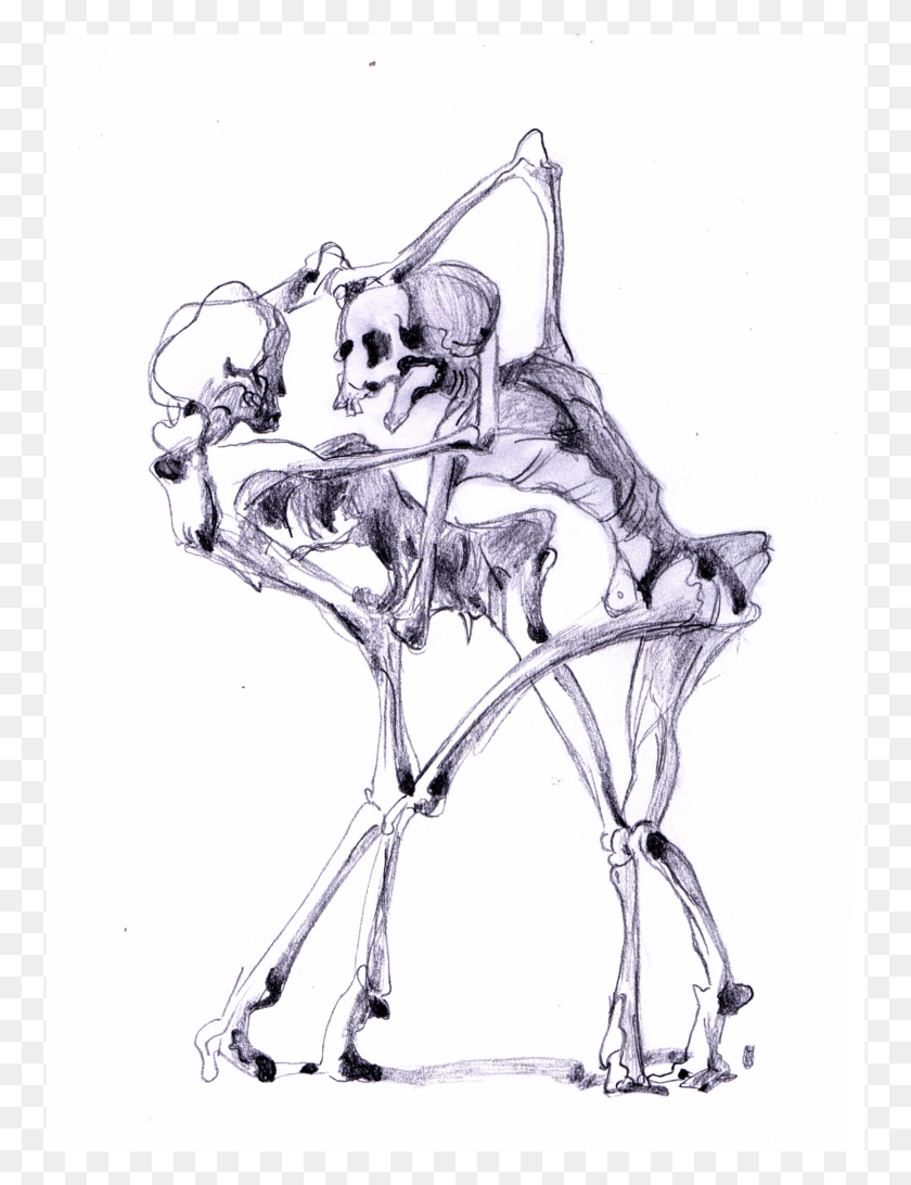 757x1032 Dancing By Sakura Baum Skeletons Dancing Drawing, Sketch HD PNG Download