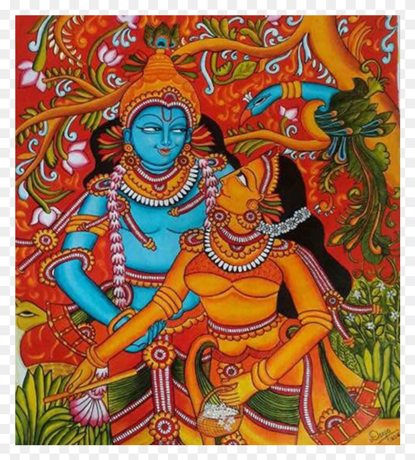 799x895 Dancing Radha Krishna Mural Art Religion, Person, Human, Crowd HD PNG Download