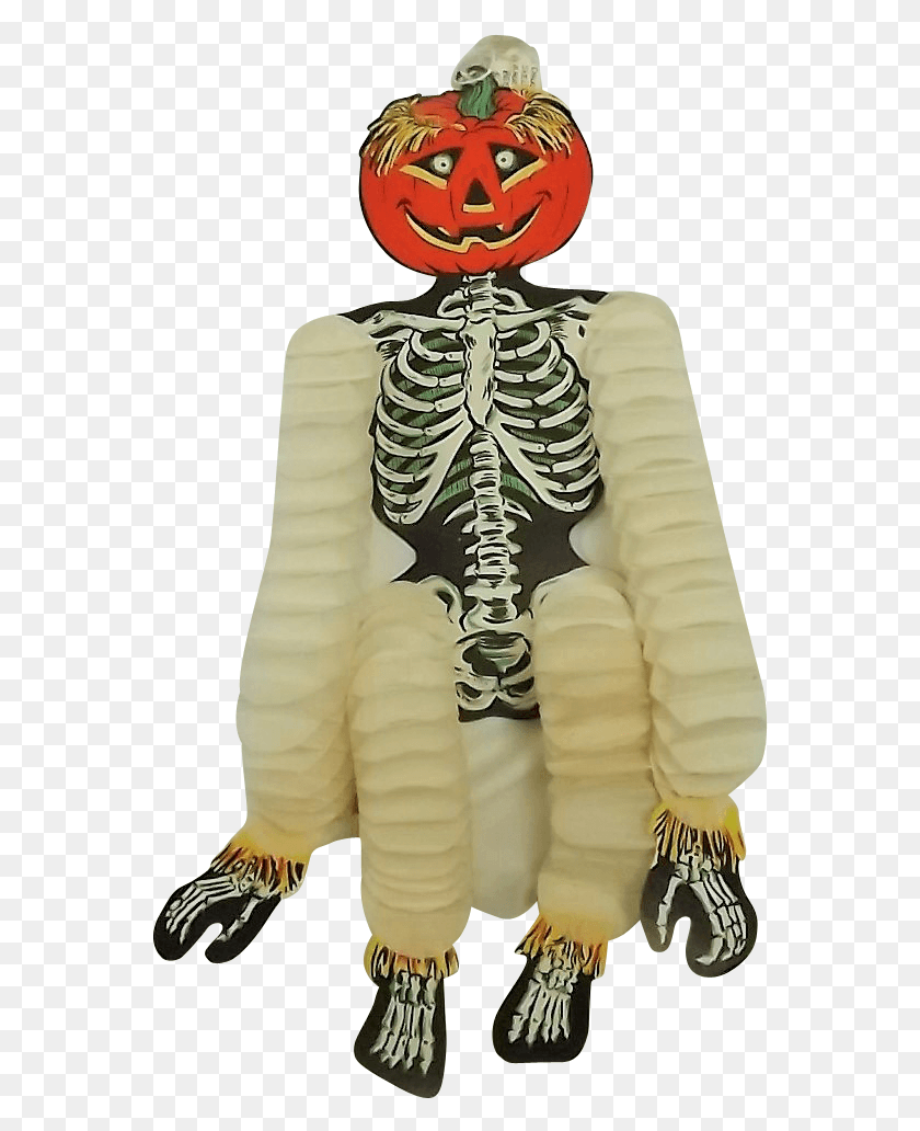 562x972 Dancing Skeleton With Jack O Lantern Head Hanging Halloween Skeleton, Person, Human, Clothing HD PNG Download