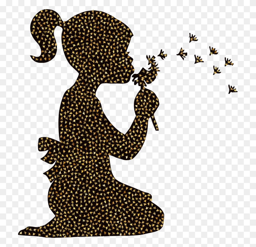 721x750 Dandelion Silhouette Child Drawing Wall Decal Silhouette Girl Blowing Dandelion, Animal, Person HD PNG Download