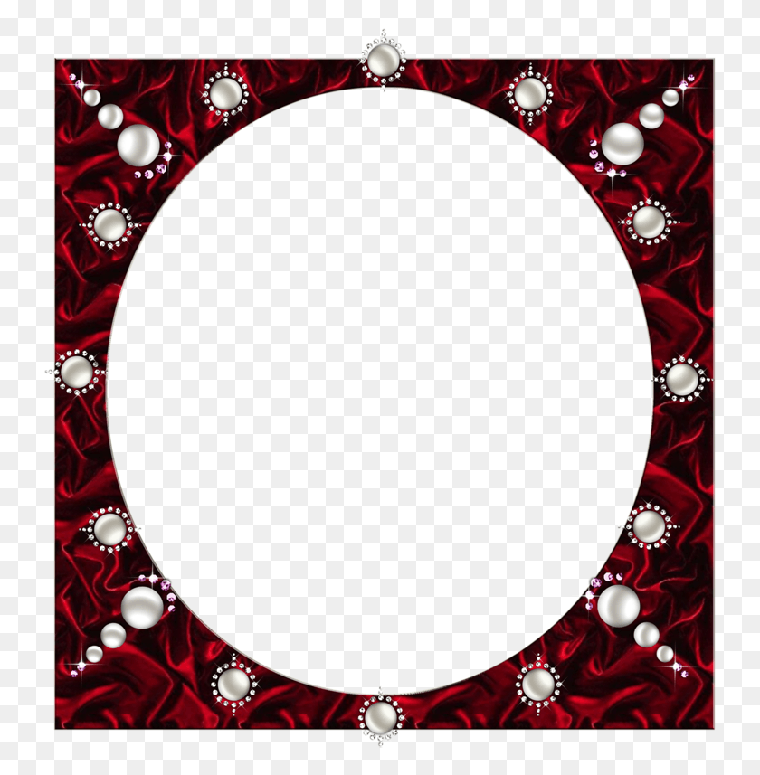 743x797 Dark Red Transparent Photo Frame With Pearls Picture Frame, Oval, Necklace, Jewelry HD PNG Download