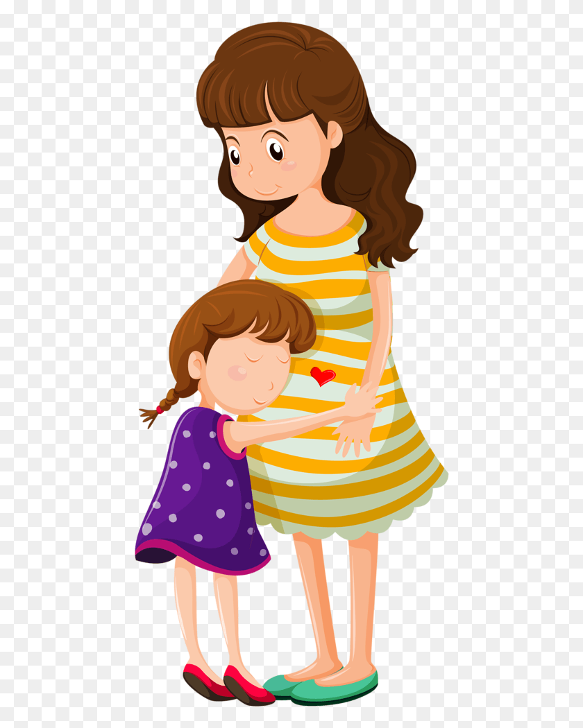454x990 Daughter Children And Mother Daughter Hug Cartoon, Person, Human, Female HD PNG Download
