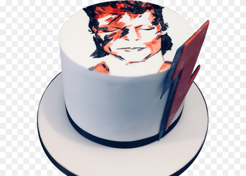 591x601 David Bowie By 3d Cakes David Bowie Birthday Cake, Food, Birthday Cake, Cream, Dessert Clipart PNG