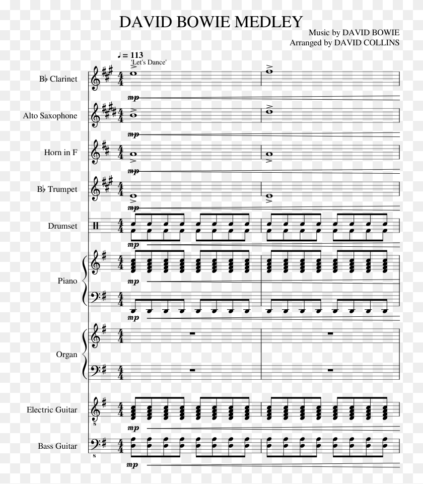 751x901 David Bowie Medley Sheet Music Composed By Music By Partitura Para Teclado Musica Trem Bala, Gray, World Of Warcraft HD PNG Download