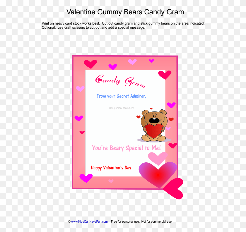 556x733 Day Gummy Bear Candy Gram Valentine Candy Gram Message, Flyer, Poster, Paper HD PNG Download