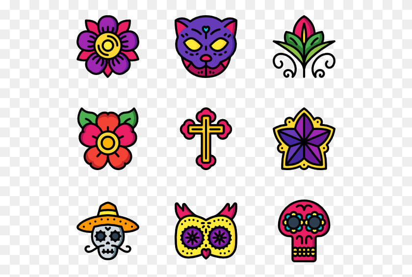 529x505 Day Of The Dead Day Of The Dead Flower, Pattern, Graphics HD PNG Download