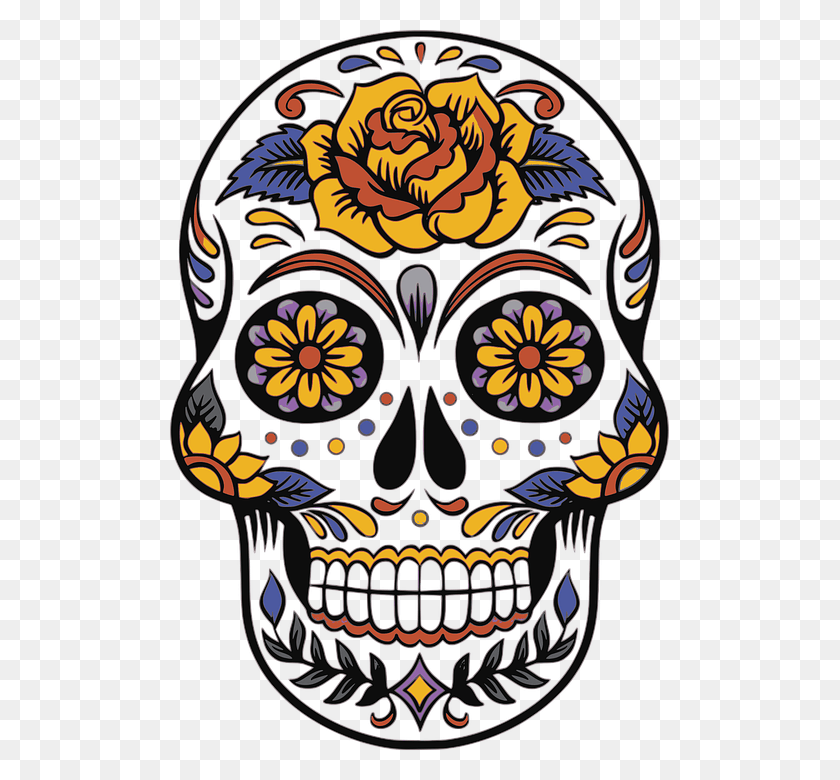 499x720 Day Of The Dead Dia De Los Muertos, Graphics, Floral Design HD PNG Download
