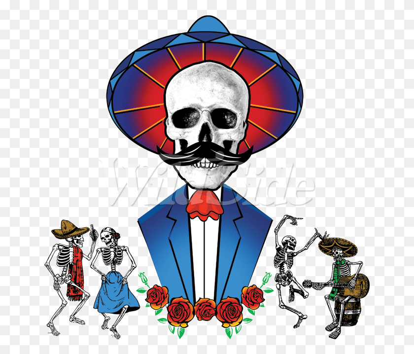 661x658 Day Of The Dead Mustache Skull Dancing Skeleton, Person, Human, Sunglasses HD PNG Download